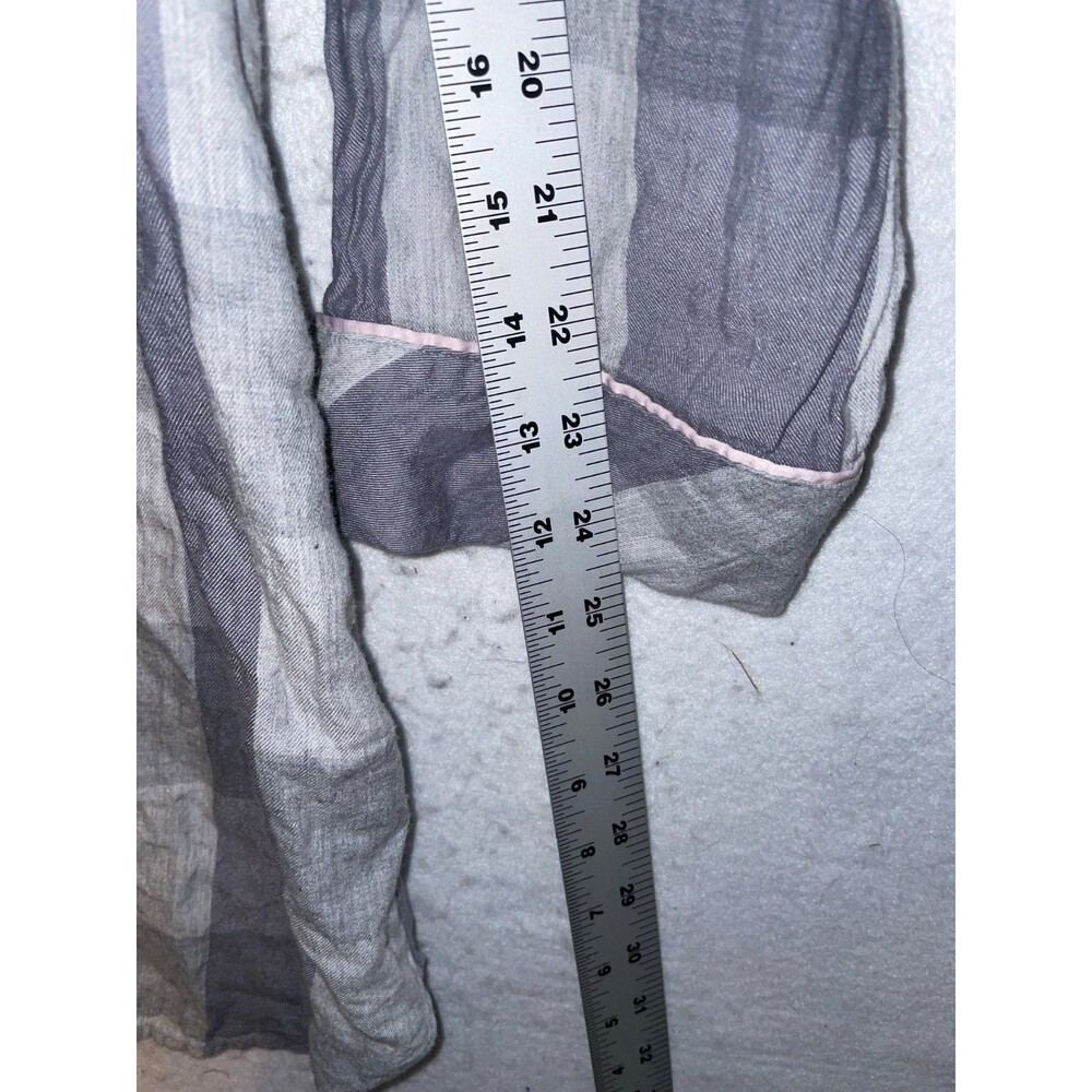 Victoria Secret Sleep Shirt Flannel long gown womens L Gray plaid Button Front - Picture 5 of 7